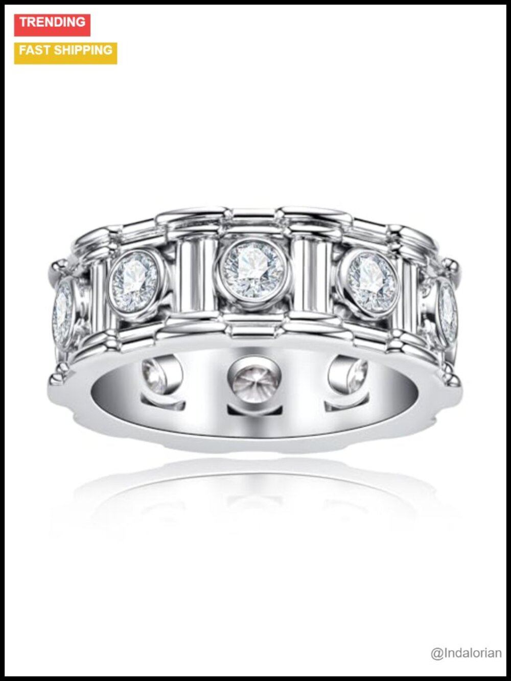 Moissanite Wedding Band Ring 925 Sterling Silver D Color VVS1 Eternity Ring